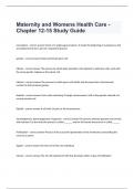 Maternity and Womens Health Care - Chapter 12-15 Study Guide exam questions and 100% correct answers 2024