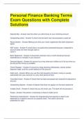Personal Finance Banking Terms Exam Questions with Complete Solutions (1)