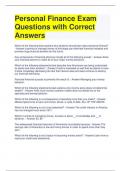 Personal Finance Exam Questions with Correct Answers