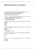 Sterile Processing - Final Exam Questions and Answers 2024
