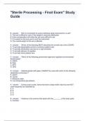 Sterile Processing - Final Exam Study Guide Questions and Answers 100% Accurate