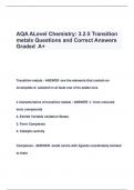 AQA ALevel Chemistry: 3.2.5 Transition  metals Questions and Correct Answers  Graded A+