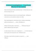 Criminal Investigations - Final Exam  &lpar;Review of all exams&rpar;