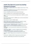 Health Test With All Correct And Verified Questions & Answers