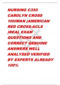 NURSING C350  CAROLYN CROSS  1HUMAN (AMERICAN  RED CROSS-ACLS  )REAL EXAM  QUESTIONS AND  CORRECT GENUINE  ANSWERS WELL  ANALYSED VERIFIED  BY EXPERTS ALREADY  100%