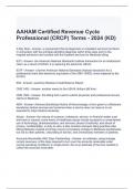 AAHAM Certified Revenue Cycle Professional (CRCP) Terms - 2024 (KD) Exam Questions and Answers