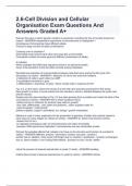 2.6-Cell Division and Cellular Organisation Exam Questions And Answers Graded A+
