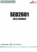 SED2601 SUMMARY NOTES