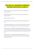 Peer Recovery Specialist Certification Questions and Answers Grade A&plus;