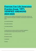 Pearson Vue Life Insurance Practice Exam 100%  VERIFIED ANSWERS  2024/2025
