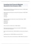 Investing And Financial Markets Questions & Answers 2024&period;