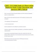 CDEV 215 Child Study & Observation  Midterm Study Guide Questions and  Answers 100% Solved