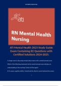 ATI Mental Health 2023 Study Guide Exam Containing 82 Questions with Certified Solutions 2024-2025.