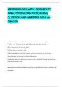 MICROBIOLOGY WITH DISEASES BY BODY STSTEM COMPLETE GUIDE&sol; QUESTION AND ANSWERS 2024 A&plus; GRADED