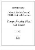 (WGU D347) NURS 6440 MENTAL HEALTH CARE OF CHILDREN & ADOLESCENTS COMPREHENSIVE exam