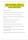 Child Development - Midterm &  Lecture Notes 2024 Questions and  Answers 100% Solved