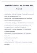 Homicide Questions and Answers 100&percnt; Correct