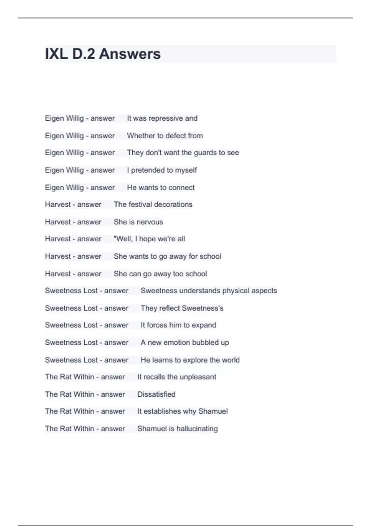 IXL D.2 Answers Questions with correct Answers 100% - IXL - Stuvia US