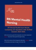 ATI Mental Health Exam Retake Containing 151 Questions with Verified Answers 2024-2025. 