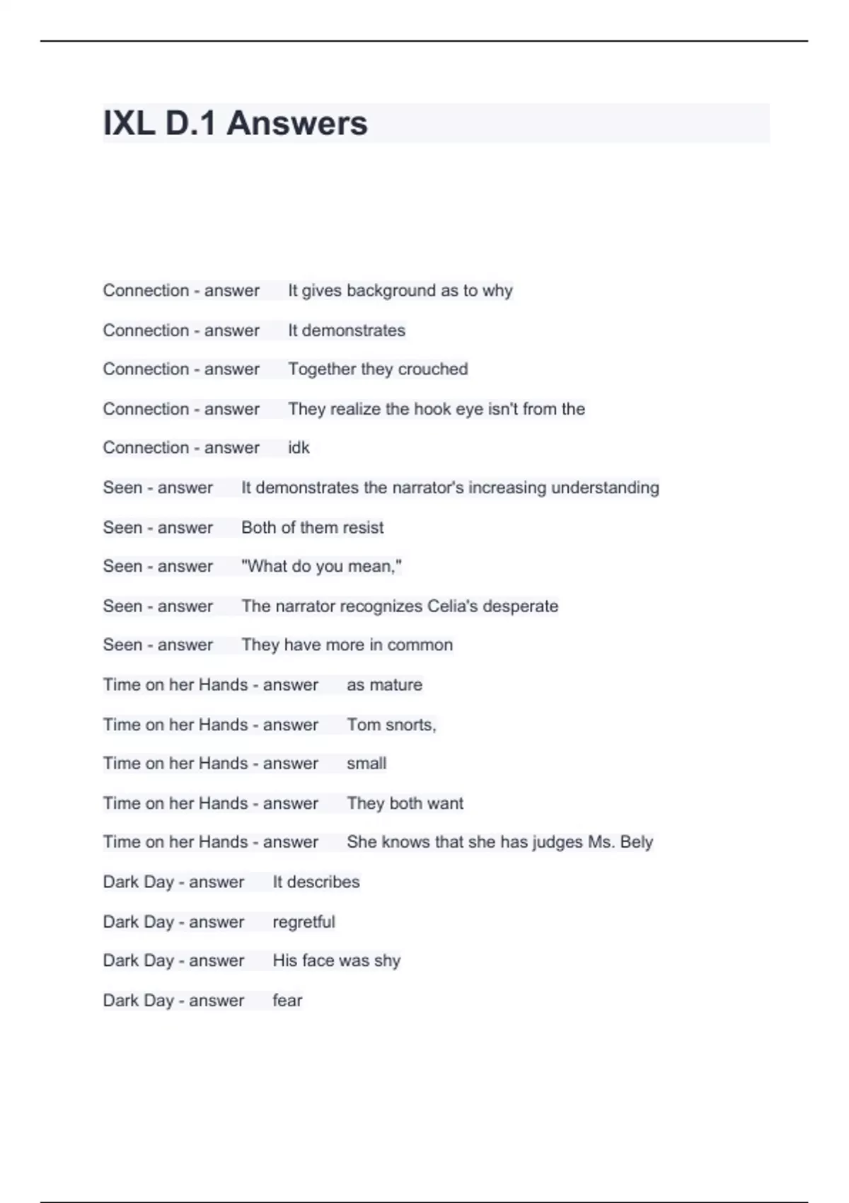 IXL D.1 Answers Questions with correct Answers 2024 - IXL - Stuvia US