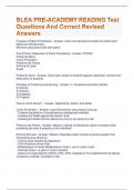 BLEA PRE-ACADEMY READING Test Questions And Correct Revised Answers