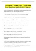 Accounting Fundamentals Certification Exam Questions and CORRECT Answers