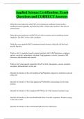 Applied Science Certification Exam Questions and CORRECT Answer