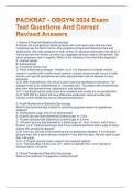 PACKRAT - OBGYN 2024 Exam Test Questions And Correct Revised Answers