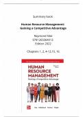 Summary book Human Recourse Management&comma; Gaining a Competitive Advantage&comma; Chapters 1&comma;2&comma;4-12&comma;15&comma;16&period; English&comma; Raymond N&ouml;e&comma; 9781265064013 &comma; Edition 2022