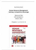 Summary book Human Recourse Management, Gaining a Competitive Advantage, Chapters 1,2,4-12,15,16. English, Raymond Nöe, 9781265064013 , Edition 2022