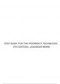 TEST BANK FOR THE PHARMACY TECHNICIAN&comma; 4TH EDITION&comma; JAHANGIR MOINI