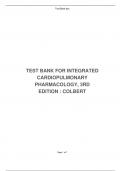 TEST BANK FOR INTEGRATED CARDIOPULMONARY PHARMACOLOGY, 3RD EDITION : COLBERT