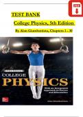 College Physics, 5th Edition TEST BANK By Alan Giambattista, Verified Chapters 1 - 30, Complete Newest Version
