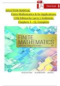 Solution Manual For Finite Mathematics and Its Applications, 13 Edition by Larry J. Goldstein, Complete Chapters 1 - 12, Verified Latest Version