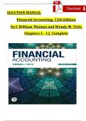  Solution Manual For Financial Accounting, 13th Edition by C William Thomas and Wendy M. Tietz, Complete Chapters 1 - 12, Verified Latest Version