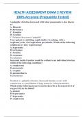 HEALTH ASSESSMENT EXAM 2 REVIEW  100&percnt; Accurate &lpar;Frequently Tested&rpar;