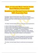 State of Colorado Motor Vehicle Dealer  Board Mastery Examination Questions And Revised Correct Answers  100% Guarantee Pass
