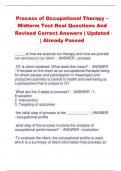 Process of Occupational Therapy – Midterm Test Real Questions And  Revised Correct Answers | Updated  | Already Passed