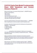 CLR110 Clarity Data Model Fundamentals Exam 2024 Questions and Correct  Answers Rated A&plus;