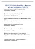 ESTHETICIAN State Board Exam Questions with Verified Solutions RATED A