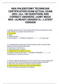 NHA PHLEBOTOMY TECHNICIAN CERTIFICATION EXAM ACTUAL EXAM 2024 &vert; ALL 100 QUESTIONS AND CORRECT ANSWERS &vert; AUMT MOCK NHA &vert; ALREADY GRADED A&plus; &vert; LATEST VERSION