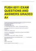 PUBH 6011 EXAM QUESTIONS AND ANSWERS GRADED A+