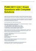 PUBH 6011 Unit 1 Exam Questions with Complete Solutions 