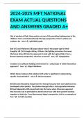 2024-2025 MFT NATIONAL EXAM ACTUAL QUESTIONS AND ANSWERS GRADED A+