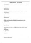HEALTH PROMOTION TEST QUESTIONS