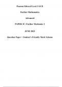 Pearson Edexcel Level 3 GCE Further Mathematics Advanced PAPER 3C&colon; Further Mechanics 1 JUNE 2023 Question Paper &plus; Student&rsquo;s Friendly Mark Scheme