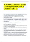 PUBH 6012 Exam 1 Study Guide Questions with A Grade Solutions