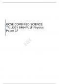 AQA GCSE COMBINED SCIENCE: TRILOGY Physics Paper 1F   QUESTION PAPER AND  MARK SCHEME FOR JUNE 2023 8464/P/1F