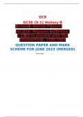 OCR  GCSE (9–1) History B  (Schools History Project)  J411/18: Migrants to Britain, c.1250 to present with The Elizabethans, 1580-1603  QUESTION PAPER AND MARK SCHEME FOR JUNE 2023 (MERGED) 