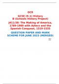 OCR  GCSE (9–1) History B  (Schools History Project)  J411/37: The Making of America, 1789-1900 with The First Crusade, c.1070-1100  QUESTION PAPER AND MARK SCHEME FOR JUNE 2023 (MERGED) 